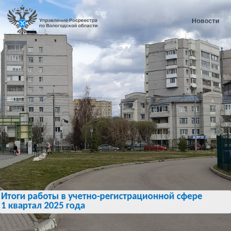 Вологодский Росреестр подвел итоги работы в учетно-регистрационной сфере за 3 месяца 2025 года.