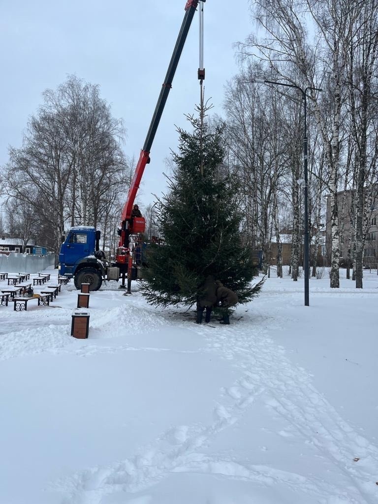 Главный символ Нового года установили в скверах Нагорный и Заводской.