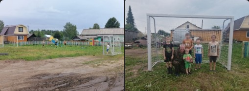 Благодаря программе главы региона «Народный бюджет» на детской площадке в селе Усть-Алексеево появились новые футбольные ворота.