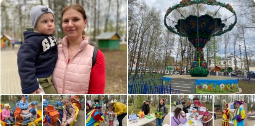 В Парке культуры и отдыха тоже многолюдно.