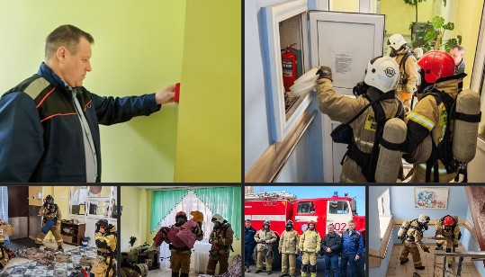 В Красавинском доме социального обслуживания прошло пожарно-тактическое занятие, также отработаны действия по эвакуации персонала и пациентов.