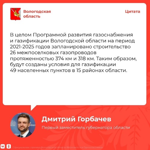 План-график догазификации на 2023 год будет выполнен на Вологодчине в полном объеме.