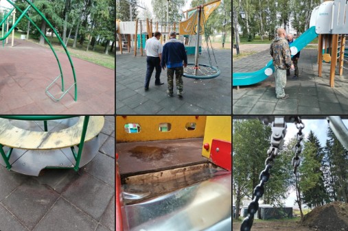 На днях специалисты управления строительства и ЖКХ проинспектировали детские площадки Великого Устюга.