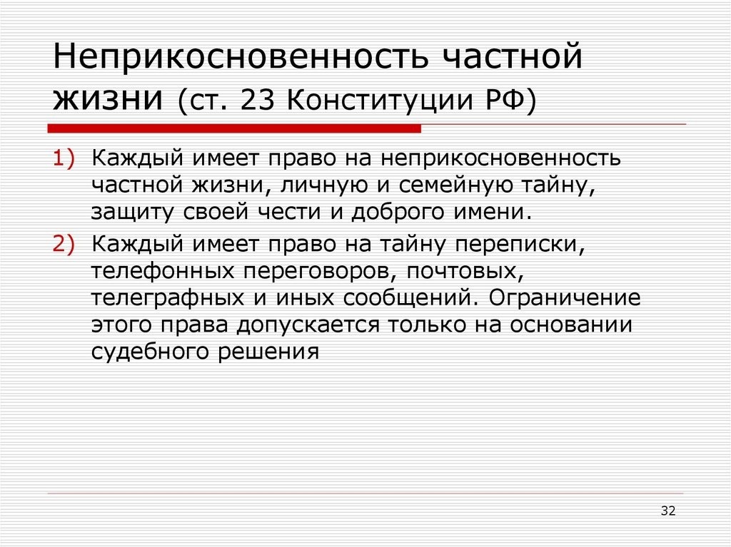 Ответственность за нарушение неприкосновенности частной жизни.