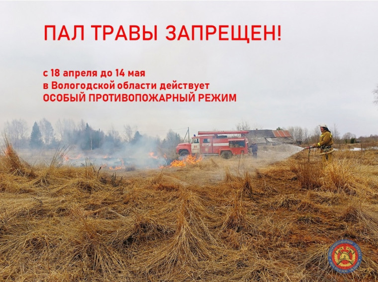 По состоянию на 24 апреля на территории Вологодской области зарегистрировано 164 загорания сухой травы общей площадью около 300 га. По состоянию на 24 апреля на территории Вологодской области зарегистрировано 164 загорания сухой травы общей площадью около 300 га.