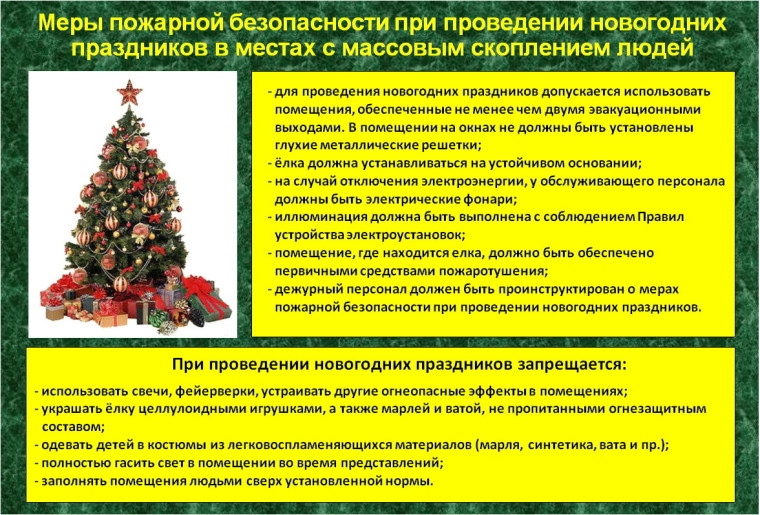 Меры пожарной безопасности при проведении новогодних праздников в местах с массовым скоплением людей. Меры пожарной безопасности при проведении новогодних праздников в местах с массовым скоплением людей.
