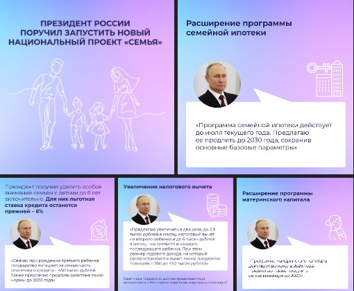 Президент России поручил запустить новый национальный проект «Семья». Президент России поручил запустить новый национальный проект «Семья».