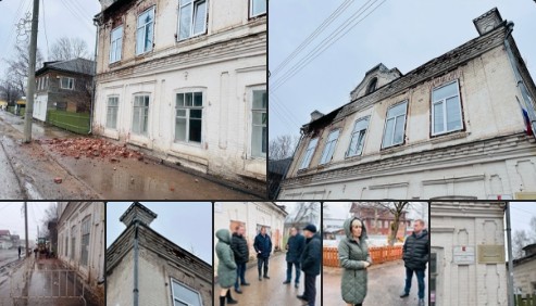 Буквально полчаса назад у здания на Красной, 113 обвалилась часть фасада. Буквально полчаса назад у здания на Красной, 113 обвалилась часть фасада.